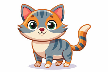 a cute mascot cat vector art flat design
 on white background.