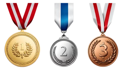 Tuinposter Medalhas de ouro, prata e bronze. Medalhas primeiro, segundo e terceiro lugar  © Thas