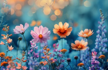 Bunch of Flowers Blooming in the Grass