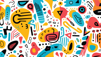 Seamless vector pattern with abstract modern doodles