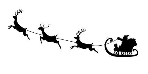 Santa sleigh and reindeer Christmas day