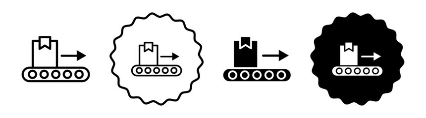 Fototapeta premium Conveyor vector icon set collection. Conveyor Outline flat Icon.