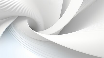 White intersected 3D spirals form an abstract digital illustration, offering a visually striking background pattern. - obrazy, fototapety, plakaty