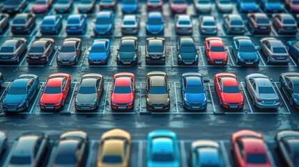 Obraz premium car in an outdoor parking lot, symbolizing the automotive industry's diversity.