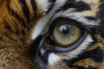 Captivating close-up of a tiger's eye Showing the intricate details and the wild essence captured in a single glance
