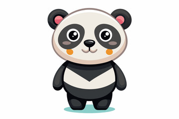 a cute mascot panda vector art flat design
 on white background.