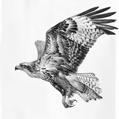 Pencil Sketch of an African Fish Eagle in Flight