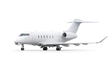 White luxury private jet isolated
