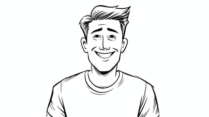 Smiling man freehand draw cartoon vector illustratio