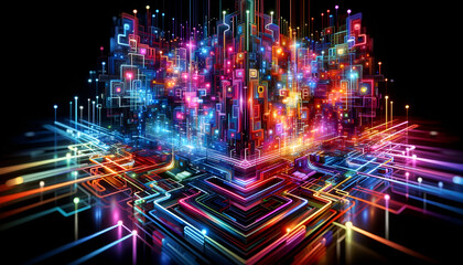 Naklejka premium Futuristic Neon Dreamscape