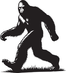 black and white silhouette of a  bigfoot 