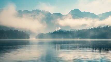Obraz na płótnie Canvas Majestic Lake Surrounded by Mountains