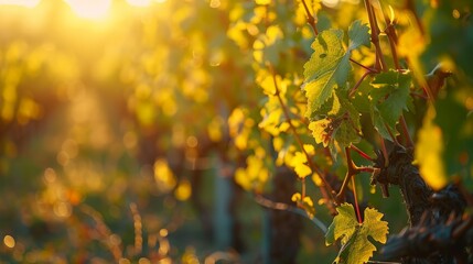 Sun Shining Through Vine Leaves