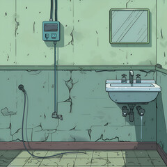 sink and toilet ilustration, Poster