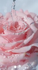 Beautiful pink rose with water drops, Shallow depth of field, Generative AI illustrations.