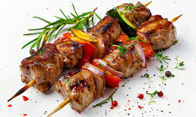 Taste the Savory Delight of Char-Grilled Kebab with Fresh Vegetables