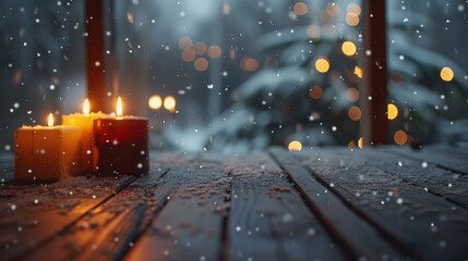 Candles on Wooden Table