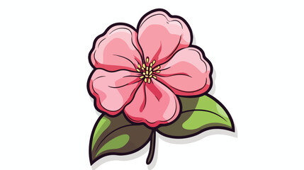 Sticker of a cartoon flower freehand draw cartoon ve