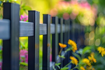 Close Up of Fence With Background Flowers