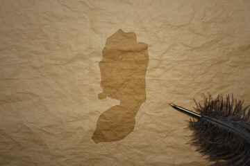 map of palestine on a old paper background with old pen