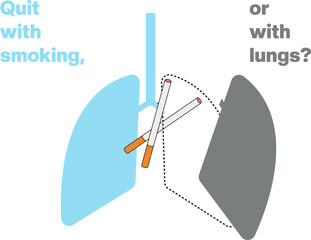 A pair of cigarettes, turned into scissors, cut damaged lung. And a question to the smoker: 