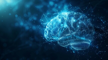 Computer Generated Human Brain With Glowing Neural Network. Generative AI