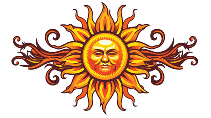 Sticker of tattoo in traditional style of a sun free