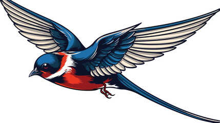 Sticker of tattoo in traditional style of a swallow