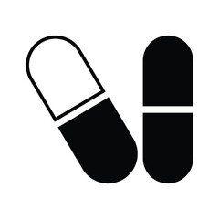 Cartoon flat style Pill icon medical drug. Tablet pharmacy symbol logo. Vector illustration image. Isolated on white background. Vector illustration. Eps file 155.