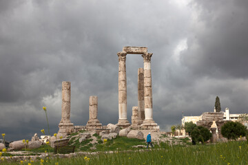 Ruins of the old city of Amman Jordan on a sunny winter day