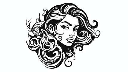 Tattoo in traditional style of a maidens face winkin