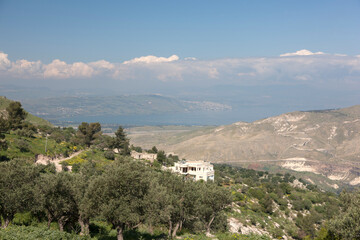 Fototapeta na wymiar Jordan landscape on a sunny winter day.