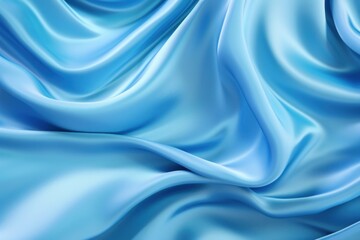 Obraz premium Blue satin background. Wavy silk texture, close-up top view