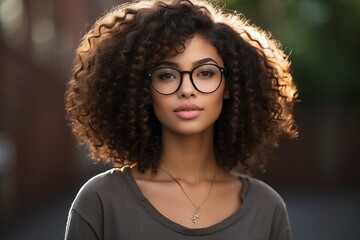 short light skinned black female, long curly with no frizz brown hair, glasses, freckles, brown eyes, no imperfections