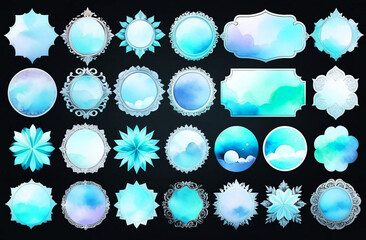 Blue green watercolor story highlight cover icons. Set of abstract pastel pink watercolor circles design. Highlight cover for social media stories