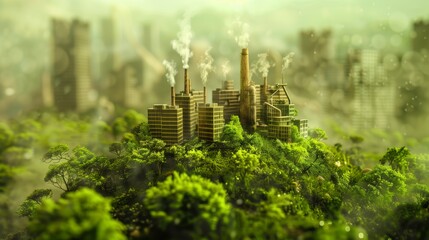 Fototapeta na wymiar City Polluted With Smoke. Generative AI