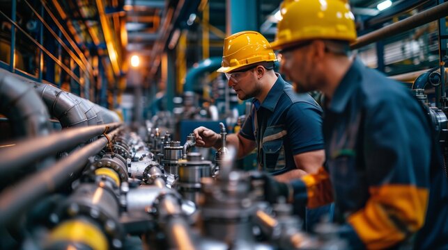 Engineers Working on Pipes. Generative AI