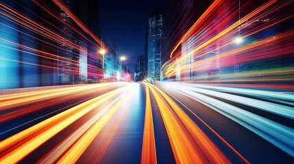 Fototapeta premium An abstract motion-blurred image captures the essence of night traffic in the city.