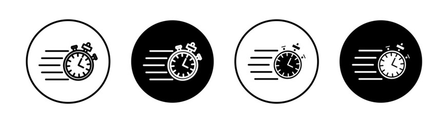 Fast time flat line icon set. Fast time Thin line illustration vector