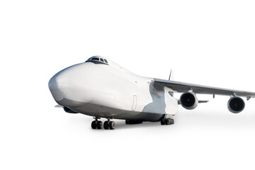 White wide body transport cargo airplane isolated