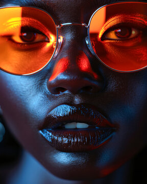 Luminous Skin, Gold-Toned Glasses, Make-Up Highlighted Portrait