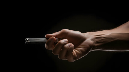A macro shot of a well-manicured hand holding a sustainable razor