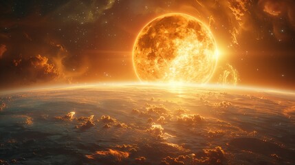 Sun Rising Over Earth. Generative AI