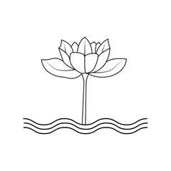 Lotus single continuous one line out line vector art  drawing  and tattoo design
