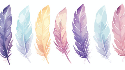 Watercolor feather seamless pattern freehand draw ca