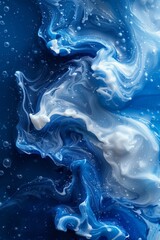 Abstract Blue and White Painting With Water Droplets. Generative AI