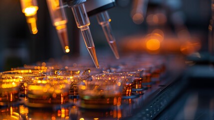 Laboratory Filled With Yellow Liquid. Generative AI