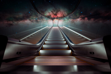 Mesmerizing Night Sky Ascend: Escalator to the Starry Cosmos