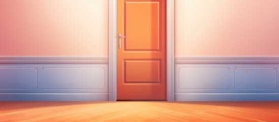 Bright room with an open white door Illustration available in 2d format