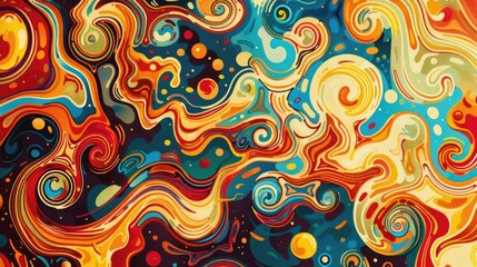 Fototapeta premium Vibrant Swirling Abstract Design in Colorful Cartoon Style
